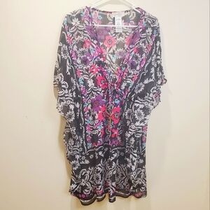 Jessica Simpson floral light weight tunic Beachie Cover All size L